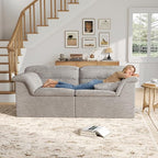 81" Sofa with Deep Seats Oversize, 2 Seater Cloud Couches, Upholstered Corduroy Loveseat for Living Room Bedroom, No Assembly Required, Light Gray