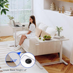 FLEXISPOT Adjustable C Table with Wheels, Mobile Snack Side End Table Sofa Couch Bedside Table Laptop Rolling Cart TV Tray Night Stand Small Space Side Table,(31.5" W x 17.7" D,White)