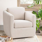 360° Swivel Accent Chair Set of 2 with Pillow - Comfy Living Room Armchair No-Sag Foam & Sturdy Metal Base, Fully Assembled Swivel Accent Single Sofa for Bedroom Living Room, Office, Beige