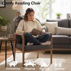 Modern Living Room Chairs, Accent Chairs Set of 2 with Coffee Table, Comfy Arm Chair with Cushions/Headrest, Reading Lounge Chair, Rattan Recliner Seating, Braid Armchair for Bedroom, Grey