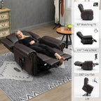 Recliner Chairs for Adults, Oversized Bedroom Chair with Massage, Sofa Chair Home Theater Seating with Lumbar Support, Lift Chair for Elderly, Nursery Chair for Living Room (Genuine Leather)