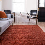Unique Loom Solid Shag Collection Area Rug (9' x 12' 2" Rectangle, Terracotta)