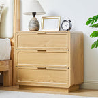 Turtle&Myrtle Modern 3 Drawer Dressers for Bedroom, 26'' Wide Wood Nightstand w/3 Storage Drawers, End Table, Dresser & Chest of Drawers with Curved Profile for Living Room Entryway, Natural