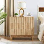 Fluted 3 Drawer Dresser, 31.5" Wide Modern Storage Chest of Drawers, Wood Drawer Organizer for Bedroom, Living Room, Hallway