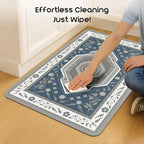 ArtyCozy 2 Piece Boho Kitchen Rug Set, Non-Slip Super Absorbent Kitchen Mats for Floor with Rubber Backing, Stain Resistant Runner for Hallway Laundry Holiday Decor, Blue, 20" × 32'' Plus 20'' × 47''