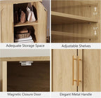 Sideboard Buffet Cabinet with Storage, Modern Accent Cabinet with Arched Doors, Boho Modular Media Console, 31.5" Minimalist Credenza for Living Room Kitchen Dining Room Entryway, Oak