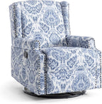 UIXE Swivel Rocker Manual Recliner Chairs Set of 2, Wingback Swivel Glider Fabric Nursery Reclining Sofa Chair, High Back Upholstered Arm Chair for Living Room Bedroom - Navy Floral