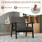 Westice Accent Chair 1PC, Mid-Century Modern Living Room Chairs with Solid Wood Frame & Soft Thicken Cushion, Upholstered Arm Reading Chair for Bedroom, Balcony, Grey Linen Fabric & Black Legs