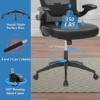 Ergonomic Office Chair 400lbs PU Leather Mesh Desk Chair with Lumbar Support, Flip-Up Arms, Swivel Wheels, Adjustable Height, Rolling Executive Computer Task Chair for Home Office,Black