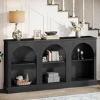Tribesigns Farmhouse Console Table, 63-Inch Long Entryway Table with 3 Tier Storage, Wooden Rectangular Sofa Table Behind The Couch for Entrance, Hallway, Living Room, Black