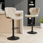 Bar Stools Set of 2,Adjustable Swivel Barstools, Faux Leather Bar Chairs,Upholstered Counter Height with High Backrest for Kitchen Island,Khaki