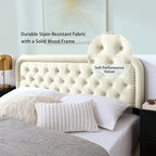 Tufted Upholstered Headboard,Button Solid Wood HeadBoards with Adjustable Height,Modern Performance Velvet Bed Head Boards,Easy Install&Nailhead (Beige, Queen)