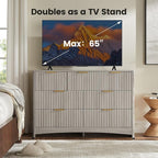 Amada Modern 7 Drawer Dresser, Fluted Wood Chest of Drawers with Rounded Corners, Pre-Installed Drawer Slides, Dresser TV Stand and Storage Organizer for Bedroom, Hallway, Grey