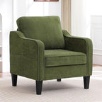 Accent Chair for Living Room, Mid Century Modern Reading Chair for Bedroom, Upholstered Armchair with Side Pockets, Comfy Single Sofa Side Chair for Office, Apartment, Small Room, Olive Green