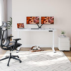 Dual Motor Standing Desk, Large Stand Up Desks, 63x28 Inches Electric Sit Stand Desks, 4 Memory Preset Adjustable Height Desk Home Office Desks(White)
