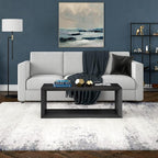 Henn&Hart 48" Rectangular Wood Coffee Table with Open Storage Shelf for Living Room, Family Room, or Office, Black Grain