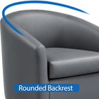 Yaheetech Barrel Chairs, Faux Leather Chairs, Modern Leather Club Chairs Comfy Gray Accent Chairs with Sturdy Wood Legs for Living Room/Bedroom/Reading Room/Waiting Room, Gray, Set of 2