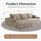107.5" Boneless L-Shaped Modular Sectional Sofa Couches for Living Room, Corduroy Upholstered Couch with Deep Seat, Large 2-Seater Cloud Sectional Couch, No Assembly, (Camel, Left Facing Chaise)