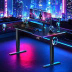 FLEXISPOT CyberX RGB LED Electric Gaming Standing Desk, 55 Inch Dual Motor 3-Stage Adjustable Desk up to 352 lbs, Large Ergonomic Computer Workstation for Gamers, Streamers & Home Studios (Black)