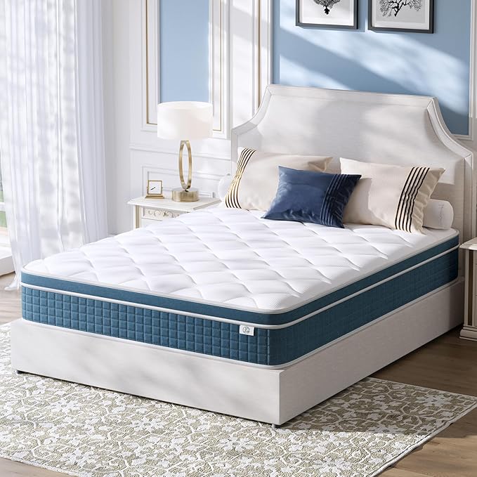 koorlian Twin Mattress 10 Inch, Hybrid Twin Size Mattress in a Box, Twin Bed Mattress with Individual Pocket Springs and Pressure-Relieving Memory Foam, Breathable, Medium Firm Mattress 75"x39"x10"