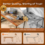 PRAISUN 47 X 24 Inch Computer Desk with Deeper Desktop, Gaming Office Writing Work Desk for Home Office, Study, Bedroom, Work from Home, Metal Frame, Rustic Brown