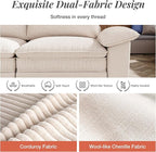 87-Inch L Shaped Sectional Sofa with Cloud Cushions, Deep Seat Modular Couch Set w/ 3 Seats & 1 Ottomans, Removable Arms, Chenille & Corduroy Upholstery for Living Room, Apartment - Beige