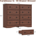 8 Drawer Dresser for Bedroom, Large Dressers Mid Century Modern Cherry Wood Chest of Drawers,Storage Organizer Furniture, Hallway, Entryway, Closet, Cherry Wood