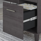 Bush Furniture 60-inch Home Office Desk with Drawers, Large Computer Table with Storage, Transitional Style, Somerset Collection, Storm Gray