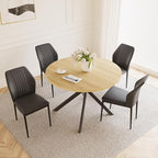 45.3 Inch Round Dining Table Set for 4, Mid Century Modern Coffee Set for Dining Room Kitchen Apartment (Cream Table + 4 Black Chairs)