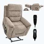 PELUMY Power Lift Recliner Chair for Elderly with Massage and Heat, Dual Motor Heavy Duty 350lbs Recliner, 8-Point Vibration & Lumbar Heating, Electric Lift Chair (Chenille, Khaki)