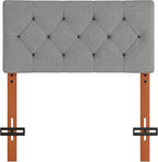 Upholstered Twin Headboard, Twin Headboard Only for Bed Frame from 27”-41”, Adjustable Height Twin XL Headboard with Durable Wood Legs, Fabric Bed Headboard in Modern Button Design, Light Grey