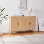 Sideboard Buffet Cabinet with Storage, 47.2" Modern Storage Cabinets with Relief Doors, Adjustable Shelves, Wood Console Table for Dining Living Room, Entryway, Oak