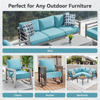 Luxury 6" Outdoor Cushions for Patio Furniture, 24x24x6" Thick Seat Cushion Set of 10, Fade Resistant Couch Chair Replacement Cushions High Density Deep Wicker Chair Cushion w/ Removable Cover, Teal