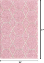Unique Loom Trellis Frieze Collection Area Rug - Geometric (2' x 3' 1", Light Pink/ Ivory)
