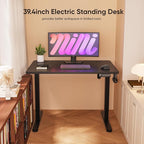 Monomi Standing Desk, 39.4‘’ Small Sit Stand up Height Adjustable Electric Standing Desk with 3 Memory Setting, Ergonomic Home Office Computer Desk, Black