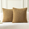 FUTEI Khaki Throw Pillow Covers 24x24 Inch Set of 2,Furry Faux Fur Teddy Boucle Textured Cushion Covers,Soft Fluffy European Pillow Shams,Home Decor for Couch Bed Living Room Office Car