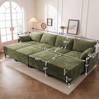 135'' Modular Sectional Sofa with All Seats Storage, Oversized Sleeper Sofa Bed,4-Seater Comfy Cloud Couches with Movable Ottoman,Big Sectionals for Living Room,Bedroom,Velet,Green