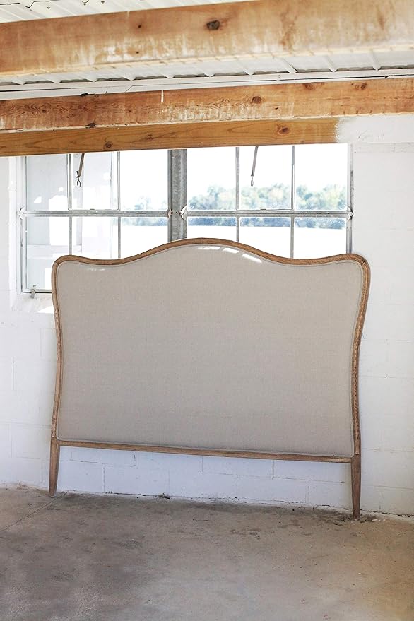 Creative Co-Op Oak & Linen King Size Headboard