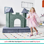 Yourigami Kids and Toddler Play Castle, Playroom Couch Add-On Set, Durable Modular Design, Green Meadows