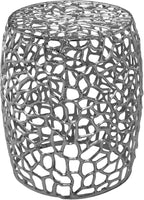 Christopher Knight Home Helast Aluminium Side Table, 14.00'' W Round Sofa Side Table, Modern Indoor Accent Table for Living Room Bedroom Home Office, Abstract Hollow, Silver