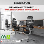 Ergohuman Eurotech ME7ERG GEN2 High Back Mesh Office Chair with Tilt Tension Control, Tilt Lock, Back Angle, Back Height, Synchro Tilt, Seat Height, Seat Depth, and Arm Height Adjustments, Black