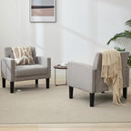 TYBOATLE Accent Chairs Set of 2 Comfy Living Room Chair Tufted Mid Century Modern Accent Chair, Cozy Upholstered Reading Arm Chair for Office, Bedroom (Light Grey, Set of 2)