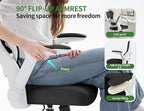 Ergonomic Office Chair - Computer Desk Chair with Adjustable Lumbar Support - 400lbs Executive Desk Chair High Back with Headrest Flip-Up Arms for Long Hours, Rolling Chair (White Black)