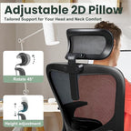 Ergonomic Office Chair - 350LB Mesh Office Chair with Adjustable Lumbar, High Back Computer Desk Chair with 3D Armrest, Comfy Chair with 2D Headrest & Tilt Function for Study, Work, Gaming