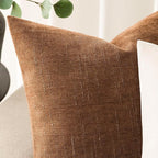 Foindtower Pack of 2 Soft Textured Throw Decorative Pillow Covers Square Accent Solid Cushion Cover Cozy Farmhouse Pillow Case with Zippe for Couch Sofa Bed Living Room 18x18 Inch, Bronze