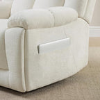 CHITA Oversized Power Recliner Chair with Bluetooth Speakers for Adults, Lay Flat Recliner with Power Lumbar Support, Manual Winged Headrest and USB & Type-C Charging Ports, Cream