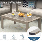 Wisteria Lane 5-Piece Outdoor Patio Furniture Set, Outdoor Sectional Furniture with Upgraded Cushions, Outdoor Conversation Seating Set for Balcony, Garden, Deck, Backyard, Khaki