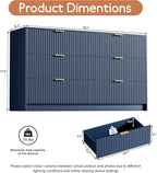 Navy Blue Dresser for Bedroom, Modern Dresser with 6 Drawers and Smooth Slides, Wide Chest of Drawers with Golden Handles for Bedroom, Living Room, Closet, 15.7" D x 55.1" W x 31.4" H