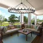 Large black wagon wheel chandelier 64 inch,30-Light Farmhouse wagon Wheel Chandeliers Round Industrial ceiling light fixtures for outdoor porch high ceilings Living Dining Room Foyer Entryway