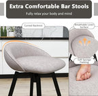 COSTWAY Bar Stools Set of 4, 25" Upholstered Counter Height 360° Swivel Bar Stools w/Backrest & Footrest, Heavy-Duty Metal Frame Armless Breakfast Chairs for Kitchen, Living Room (Set of 4,Grey)